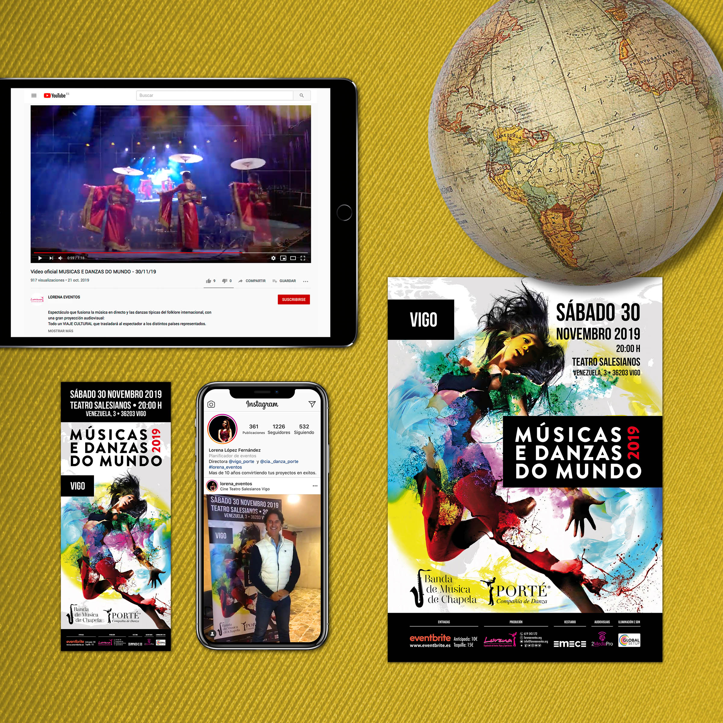 Músicas Danzas Mundo Vigo 2019 Diseño Publicidad Marketing Web Dominio Hosting Redes Sociales Evento Cultura Cartel Entrada Banner Roll Up Danza